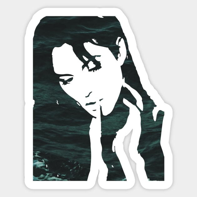 Monica Bellucci smoking sea Sticker by ArtInPi